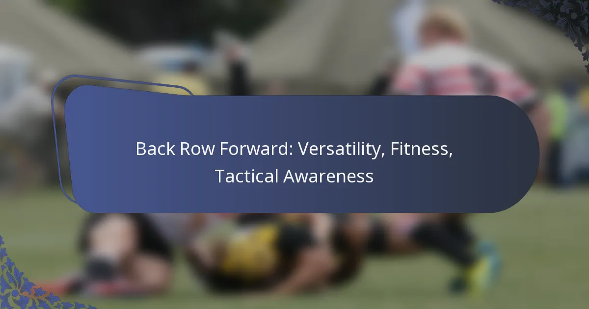 Back Row Forward: Versatility, Fitness, Tactical Awareness