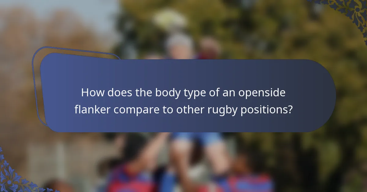 How does the body type of an openside flanker compare to other rugby positions?