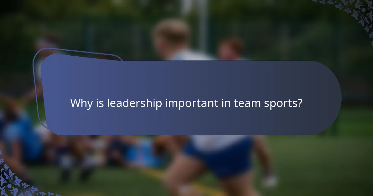 Why is leadership important in team sports?